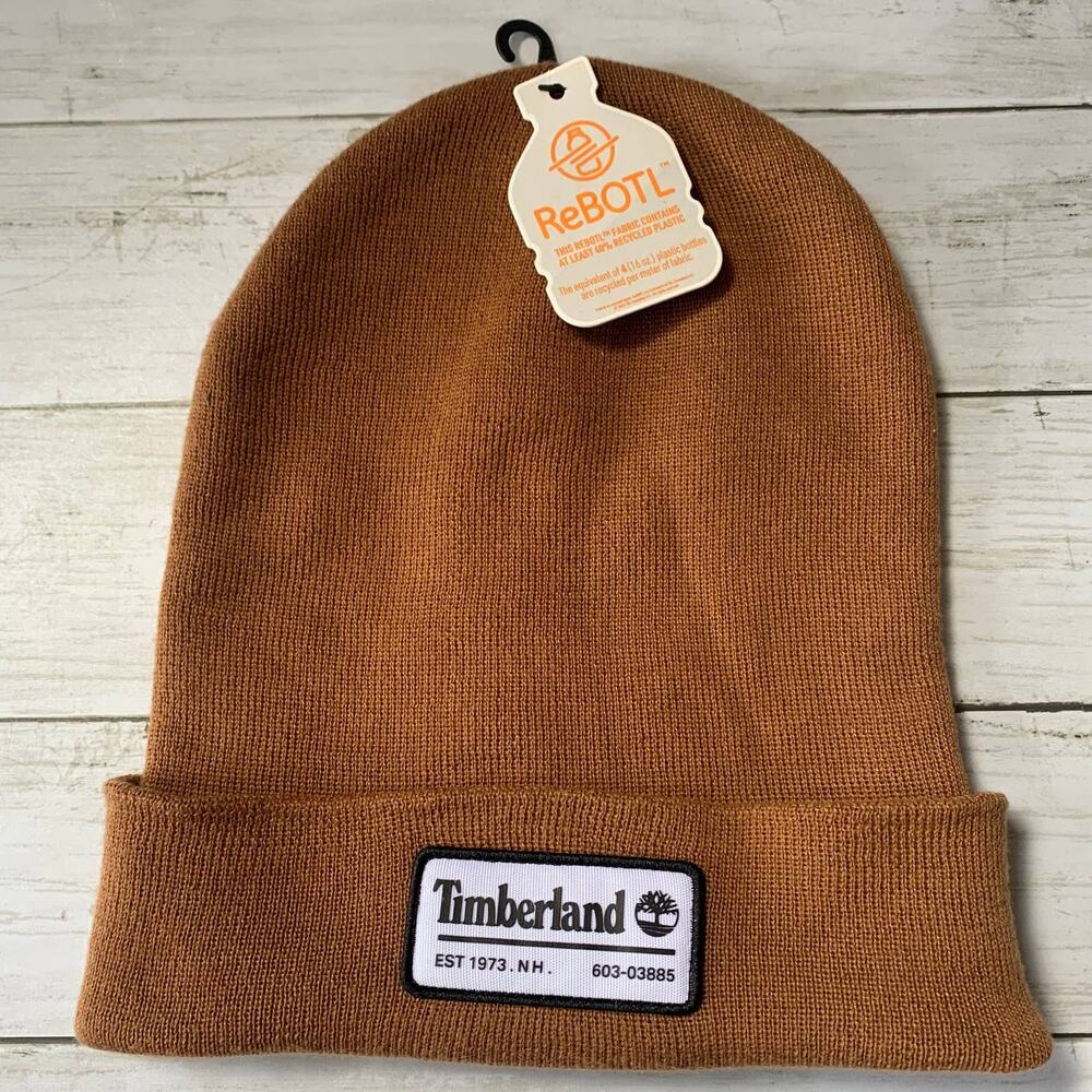NWT Timberland Boots Logo‎ Patch Beanie in Brown